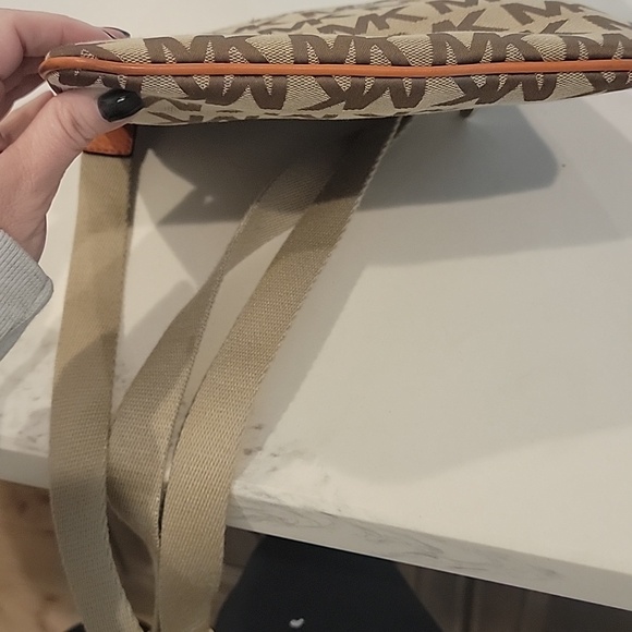 Michael Kors Beige and Orange MK Logo Crossbody - Picture 11 of 16